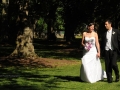 bride and groom on the grounds