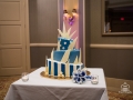 Blue-themed angled cake