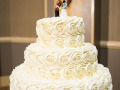 White cake with Whit e Swirl Roses
